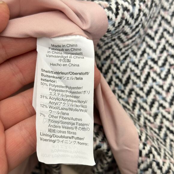 J. CREW Wool Blend Herringbone Broadway Blazer Gray Multi Sz 0 {3H43} - Picture 6 of 7